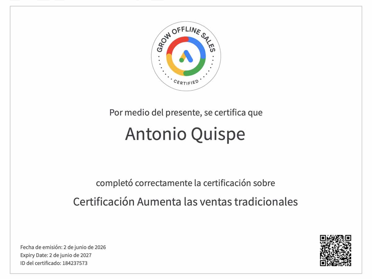 certificado ventas tradicionales