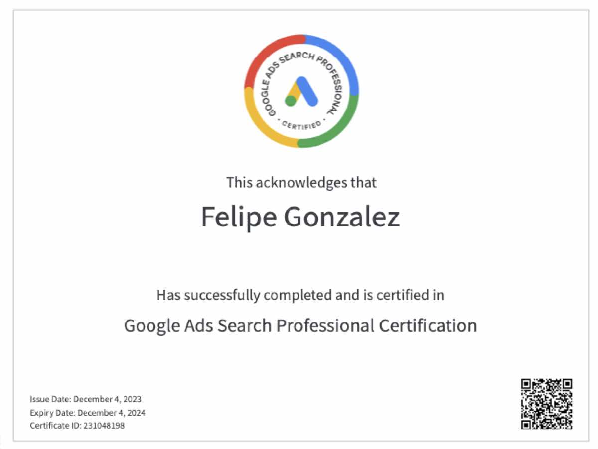 certificado google ads search profesional