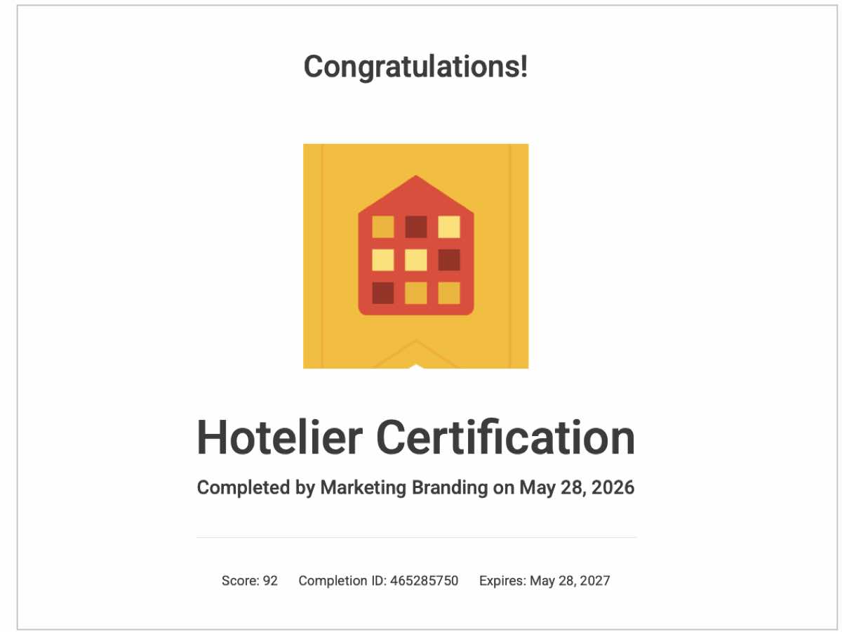 hotelier certification