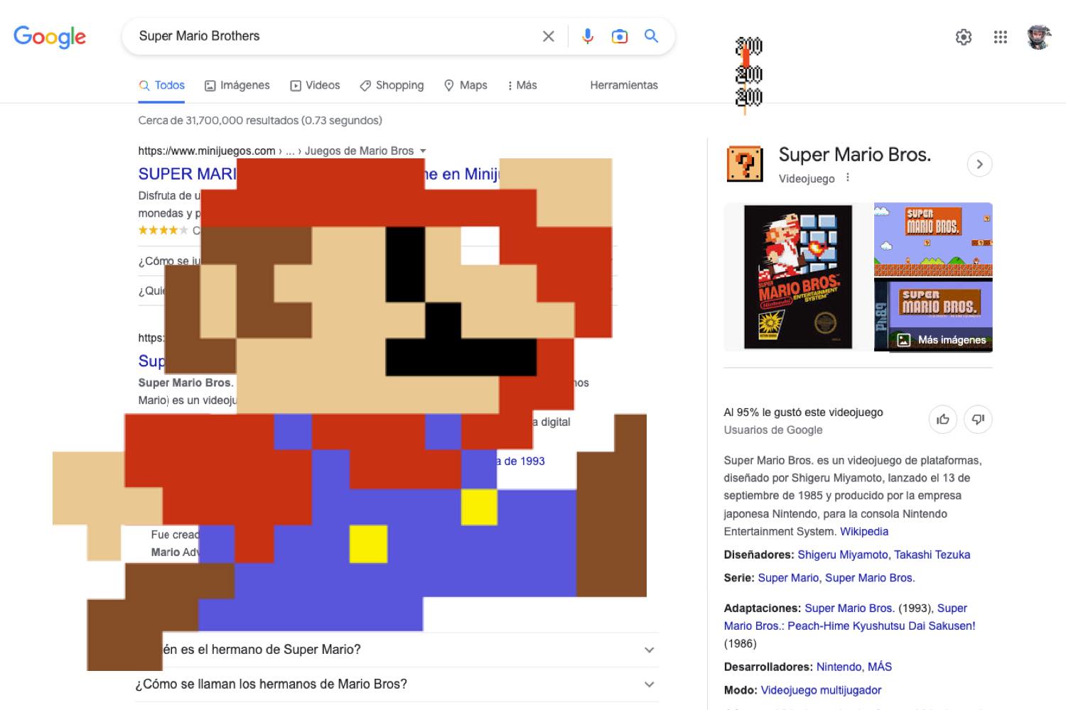 Super Mario Bros Google Easter Egg, super mario bros google
